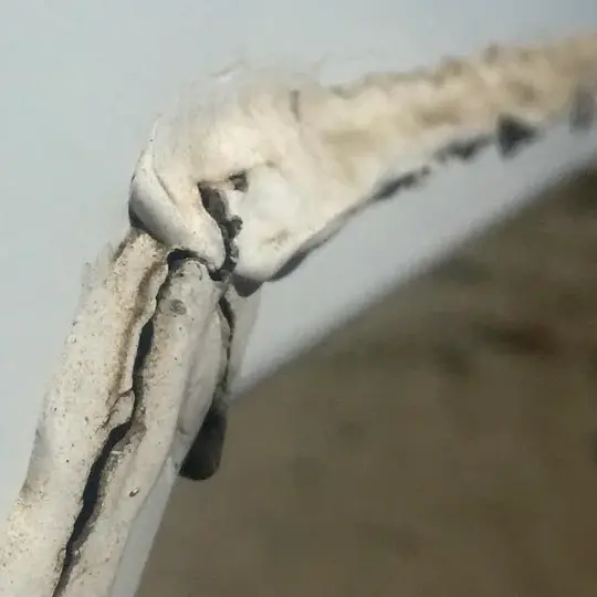 Damaged sealant. Potential for water intrusion. Repair may be expensive!